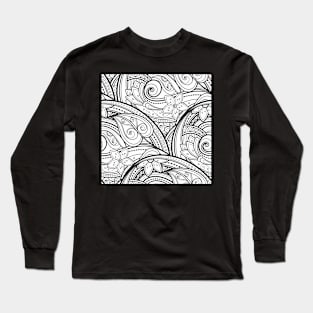 Non Colored Pattern with Vintage Floral Motifs Long Sleeve T-Shirt